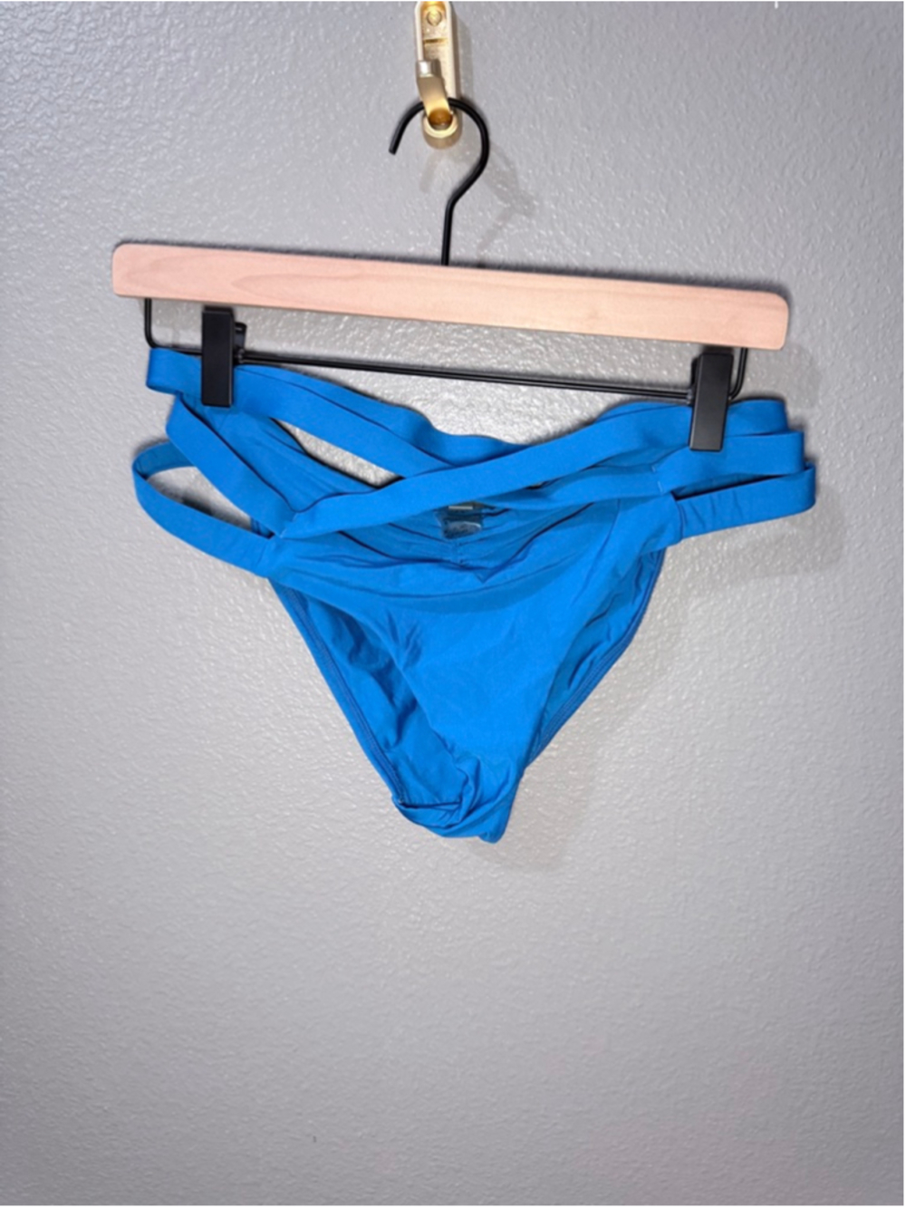 Women's Pq swim Blue Strappy Bikini Bottom M